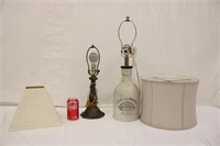 Stoneware Lamp & Metal Lamp w/ Shades