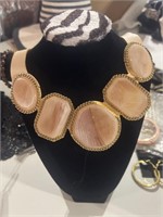 Large Gold Faux Stone Statement Necklace
