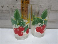 2 LARGE RETRO CHERRY GLASSES