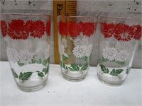 3 SMALL RETRO RED WHITE & GREEN GLASSES