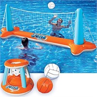 Inflatable Pool Float Set Volleyball Net & Basketb