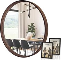 Emi Home Round Decorative Wood Frame Wall Mirror,