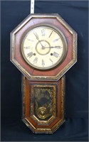 Vintage Regulator schoolhouse clock w/ pendulum