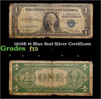 1935E $1 Blue Seal Silver Certificate Grades f+