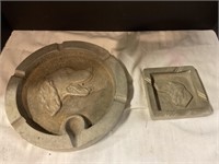 Two dog metal ashtrays