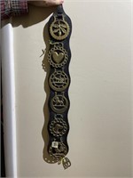 Hanging Leather Belt with Brass Pendants