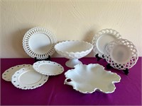 Milk Glass + White Ceramic Fruit Bowls, Plates +++