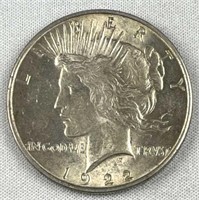 1922 Peace Silver Dollar, Nice AU+ w/ Luster