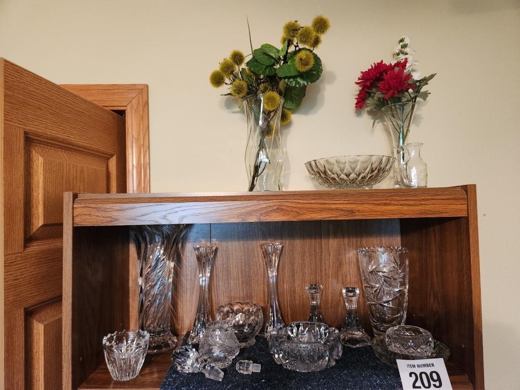 Glass vases, candle holders, etc.
