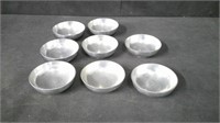 VINTAGE PEWTER, MALAYAN F.M.S. HANDMADE BOWLS x8