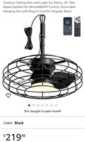 Outdoor Ceiling Fans with Light for Patios, 20''