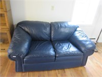 BLUE LEATHER MATCH LOVE SEAT
