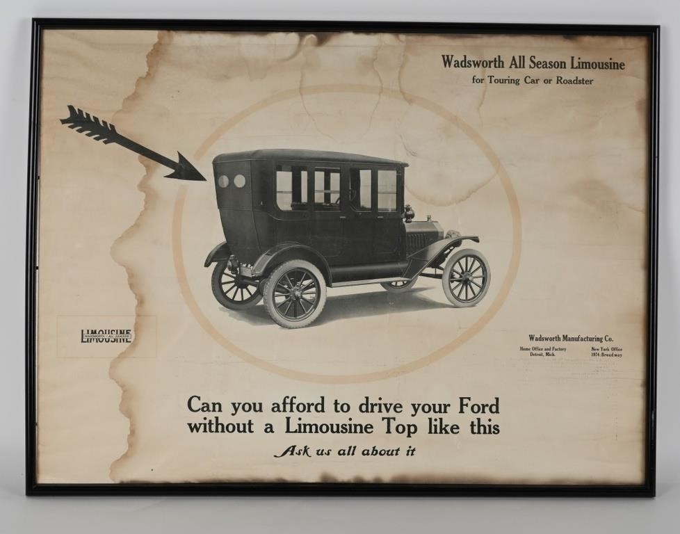 1920s WADSWORTH AUTOMOBILE BODIES POSTER