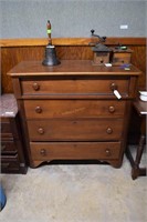 Late 19th Century Walnut 4-drawer Hutch With Rope