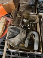 assorted vintage tools and ball hitch