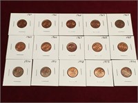 15 1960 to 1974 Canada 1¢ Coins