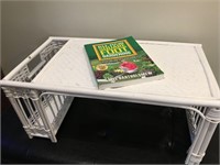 wicker tray w/ book rack and gardening bestseller