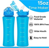 OLDLEY Kids Water Bottle with Straw 15 oz, Blue