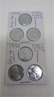 1942 Steel Wheat Pennies