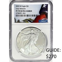 2023-W White Silver Eagle NGC PR70 UCam Flag