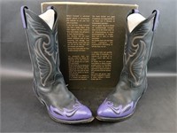 Black Western Purple Toe Boots Size 8