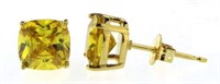 Cushion Cut 4.00 ct Canary Yellow Earrings