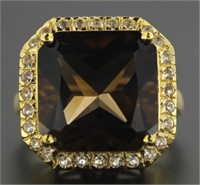 Cushion Cut 7.50 ct Smoky Topaz Designer Ring