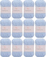 YarXlex Cashmere Crochet Yarn - Sky Blue  12 Balls