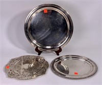 Silver plate: Trivet, 8.5" x 10.5" / Oval tray,