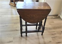 English Oak Gate Leg Side Table, C. 1900