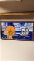 Stain glass clock sailboat