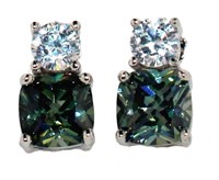 Cushion Cut 2.30 ct Green Sapphire Earrings