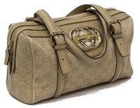 GUCCI 'BRITT BOSTON' BEIGE GG LEATHER BAG