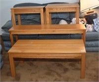 OAK 4 PIECE TABLE SET, COFFEE TABLE, END TABLE,