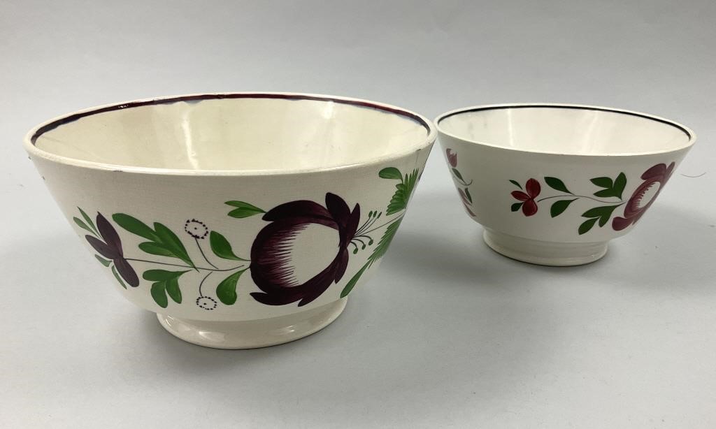 2 Antique Staffordshire Adams Rose Bowls.