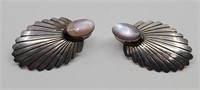 Vintage Navajo Sterling Silver Earrings set with