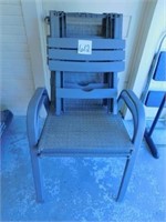 2 Patio Chairs & 2 Plastic Folding End Tables