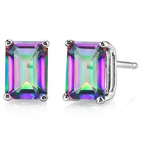 7x5MM Emerald Cut Mystic Topaz 2CTW Stud Earrings