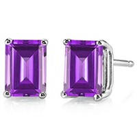 7x5MM Emerald Cut Amethyst 1.85CTW Stud Earrings i