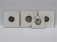 4 Canada Old 5 Cent Silver Coins