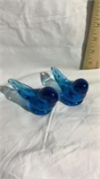 Two glass blue birds