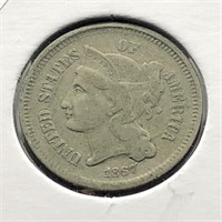 1867 3 CENT PIECE  VF