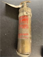 ANTIQUE RANDOLPH BRASS FIRE EXTINGUISHER, 14 INCH