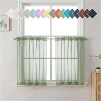 2 x 40 x 24  OVZME Short Sheer Kitchen Curtains 2