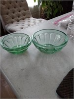 2 Green Depression Bowls