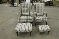 (2) MATCHING CHAIRS AND (2) OTTOMANS