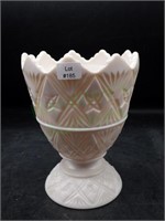 Napco Pink Milk Glass Sawtooth Short Vase 2255