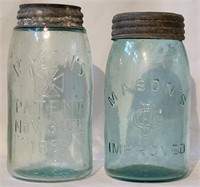 Mason's 1858 Improved Blue Canning Mason Jar Lot