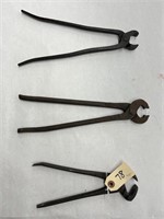 (3) Assorted Antique Blacksmith Tongs