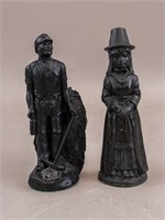 Coal Carved Sculptures Kingmaker Made in Wales 2pc